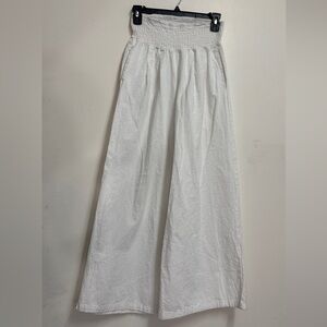 White Cotton Linen Blen coastal white relaxed pants beachy pants summer white